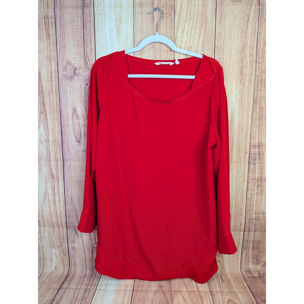 Soft Surroundings‎ Womens Red Long Sleeve Tunic Top Size Large Side Zippers